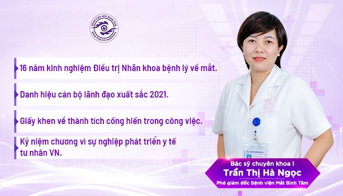 Bs CKI Trần Thị Hà Ngọc hiện là Phó Giám đốc Bệnh Viện Mắt Bình Tâm